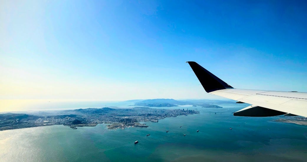 birds eye view of san francisco from an airplane