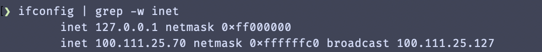 ifconfig showing two private networks
